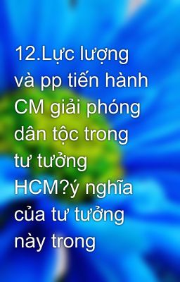 12.Lực lượng và pp tiến hành CM giải phóng dân tộc trong tư tưởng HCM?ý nghĩa của tư tưởng này trong