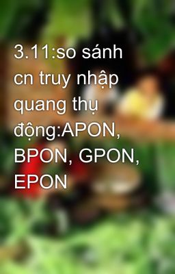 3.11:so sánh cn truy nhập quang thụ động:APON, BPON, GPON, EPON