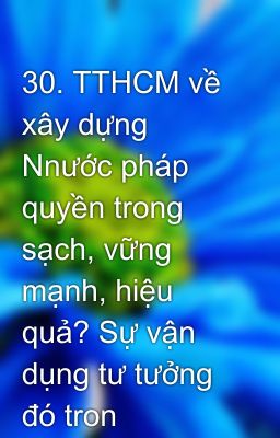 30. TTHCM về xây dựng Nnước pháp quyền trong sạch, vững mạnh, hiệu quả? Sự vận dụng tư tưởng đó tron