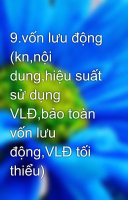 9.vốn lưu động (kn,nội dung,hiệu suất sử dụng VLĐ,bảo toàn vốn lưu động,VLĐ tối thiểu)