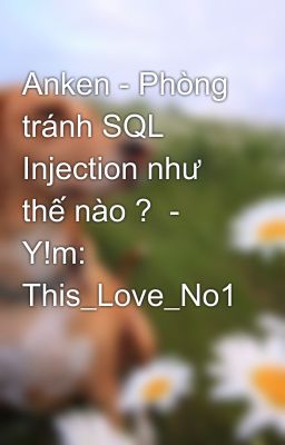 Anken - Phòng tránh SQL Injection như thế nào ?  - Y!m: This_Love_No1