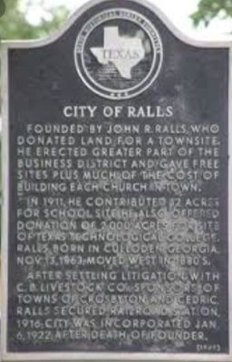 Backstory of Ralls and surrounding towns