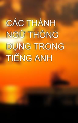 CÁC THÀNH NGỮ THÔNG DỤNG TRONG TIẾNG ANH