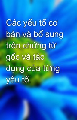 Các yếu tố cơ bản và bổ sung trên chứng từ gốc và tác dụng của từng yếu tố.