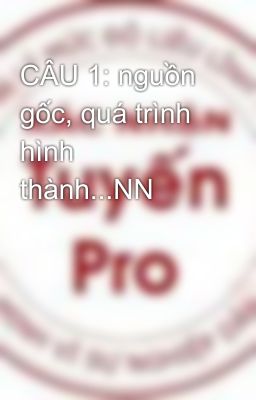 CÂU 1: nguồn gốc, quá trình hình thành...NN