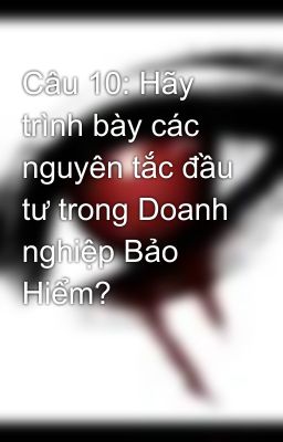 Câu 10: Hãy trình bày các nguyên tắc đầu tư trong Doanh nghiệp Bảo Hiểm?