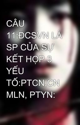 CÂU 11:ĐCSVN LÀ SP CỦA SỰ KẾT HỢP 3 YẾU TỐ:PTCN,CN MLN, PTYN: