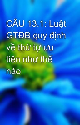 CÂU 13.1: Luật GTĐB quy định về thứ tự ưu tiên như thế nào