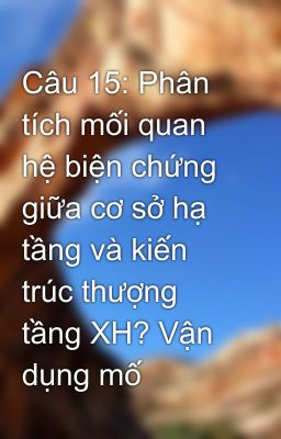 Câu 15: Phân tích mối quan hệ biện chứng giữa cơ sở hạ tầng và kiến trúc thượng tầng XH? Vận dụng mố