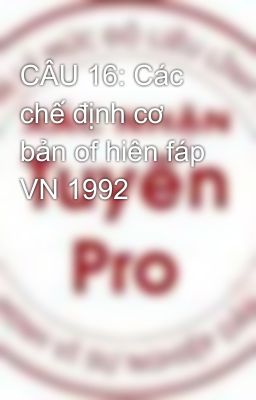 CÂU 16: Các chế định cơ bản of hiên fáp VN 1992