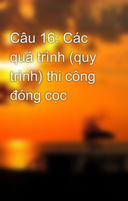 Câu 16: Các quá trình (quy trình) thi công đóng cọc