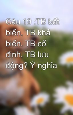 Câu 19 :TB bất biến, TB khả biến. TB cố định, TB lưu động? Ý nghĩa