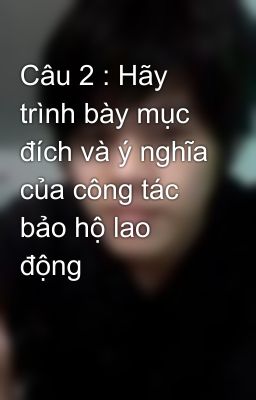 Câu 2 : Hãy trình bày mục đích và ý nghĩa của công tác bảo hộ lao động