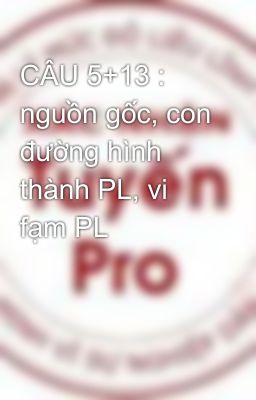 CÂU 5+13 : nguồn gốc, con đường hình thành PL, vi fạm PL