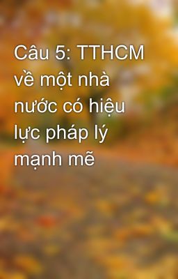 Câu 5: TTHCM về một nhà nước có hiệu lực pháp lý mạnh mẽ