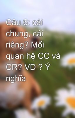 Câu 6: cái chung, cái riêng? Mối quan hệ CC và CR? VD ? Ý nghĩa