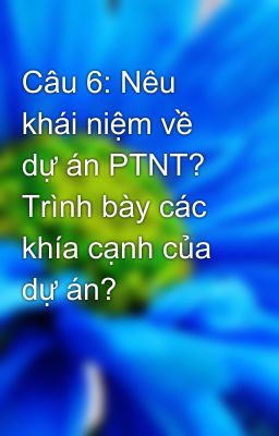 Câu 6: Nêu khái niệm về dự án PTNT? Trình bày các khía cạnh của dự án?