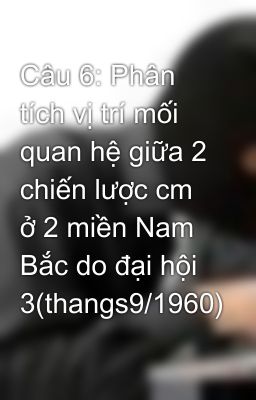 Câu 6: Phân tích vị trí mối quan hệ giữa 2 chiến lược cm ở 2 miền Nam Bắc do đại hội 3(thangs9/1960)