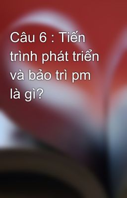 Câu 6 : Tiến trình phát triển và bảo trì pm là gì?