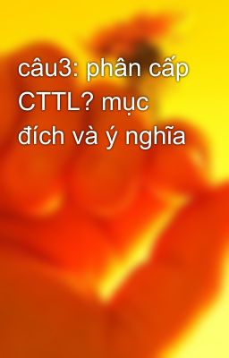 câu3: phân cấp CTTL? mục đích và ý nghĩa