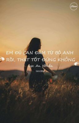 EM ĐỦ CAN ĐẢM TỪ BỎ ANH RỒI, THẬT TỐT ĐÚNG KHÔNG?