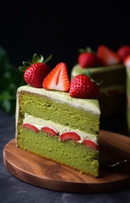 matcha strawberry cake 