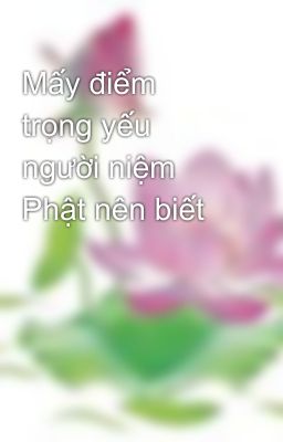 Mấy điểm trọng yếu người niệm Phật nên biết