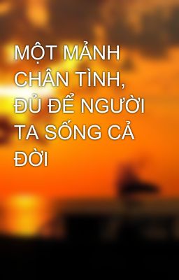 MỘT MẢNH CHÂN TÌNH, ĐỦ ĐỂ NGƯỜI TA SỐNG CẢ ĐỜI