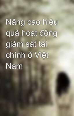 Nâng cao hiệu quả hoạt động giám sát tài chính ở Việt Nam