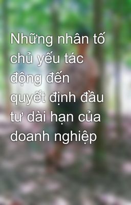 Những nhân tố chủ yếu tác động đến quyết định đầu tư dài hạn của doanh nghiệp