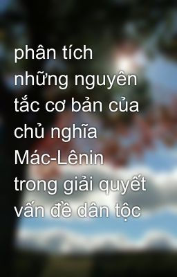 phân tích những nguyên tắc cơ bản của chủ nghĩa Mác-Lênin trong giải quyết vấn đề dân tộc