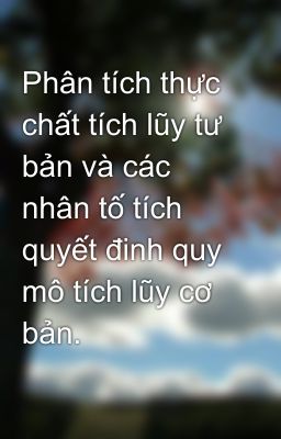 Phân tích thực chất tích lũy tư bản và các nhân tố tích quyết đinh quy mô tích lũy cơ bản.