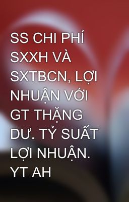 SS CHI PHÍ SXXH VÀ SXTBCN, LỢI NHUẬN VỚI GT THẶNG DƯ. TỶ SUẤT LỢI NHUẬN. YT AH