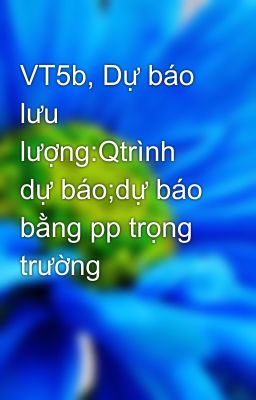 VT5b, Dự báo lưu lượng:Qtrình dự báo;dự báo bằng pp trọng trường